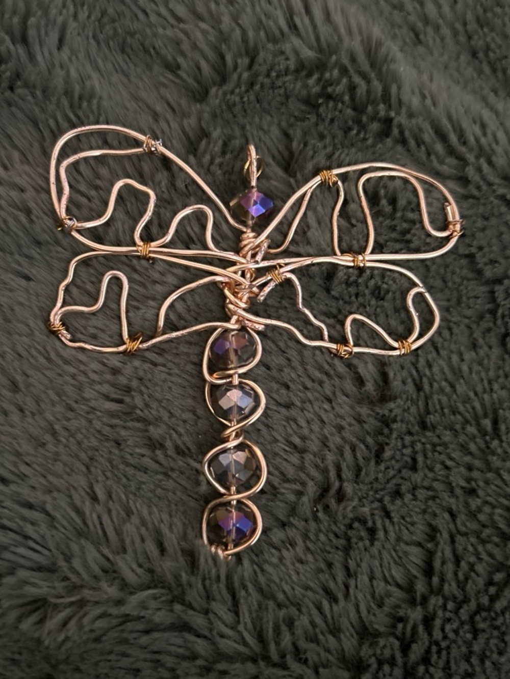 Gold Dragonfly with Purple Crystal Accents